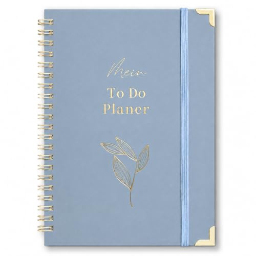 BIROYAL Tagesplaner Undatiert A5 | 120-Tage To Do Planer für Aufgaben & Notizen | To Do Listen Block | Tages & Wochenplaner Spiralblock HardCover - Perfekt für Büro & Schule | Klassisch - Blau