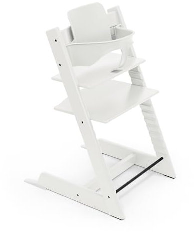 Trona Tripp Trapp de Stokke, White - Incluye Silla + Baby Set 2 para Niños de 6 a 36 Meses - Ajustable, Ergonómica y Fácil de Limpiar