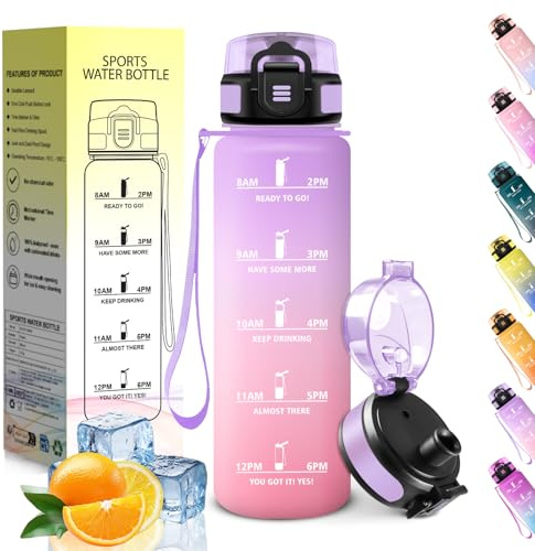 HoneyHolly Borraccia Bambini, 500ML, A prova di perdite Borraccia, Riutilizzabile Borracce Motivazionale, Semplice e Portatile, Bottiglia Acqua per Corsa, Bicicletta, Lavoro, Scuola, Borracce