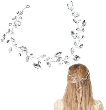 XFSRG Mariage Cheveux Mariée Serre Tête Femme Cristal Élégant Argent Accessoires Strass vigne Cheveux Pour Femmes