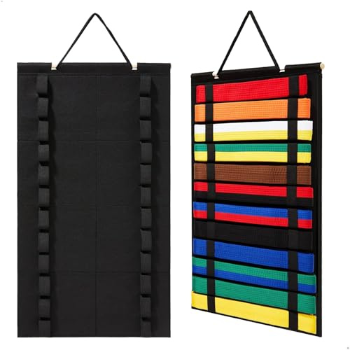 Organizador Cinturones de Taekwondo, Almacenamiento de Cinturones de Artes Marciales, Medallero de Boxeo, Accesorios Judo para Medallas,Portabelt con Capacidad para hasta 12 Cinturones