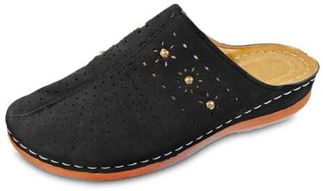 Zapatillas de estar por casa para mujer, cómodas, informales, para primavera y verano, con puntera cerrada, perfectas para la playa, actividades diarias, Negro , 38 EU