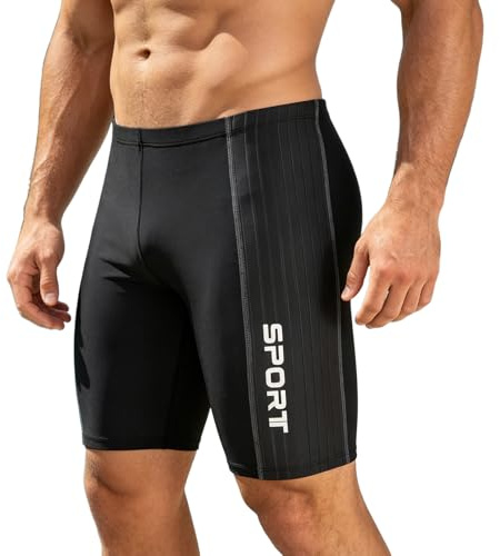 Short De Bain Homme Long - Boxer de Bain Piscine Respirant à Séchage Rapide Maillot De Bain Homme Moulant avec Cordon de Serrage Réglable Sport UV Protection Chlore Résistant Poids Léger