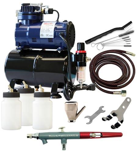 Paasche MIL-300R Double Action Siphon Feed Airbrush Set and Compressor with Tank