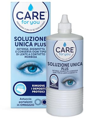 CARE for you, Soluzione Unica Plus - Liquido Lenti a Contatto Morbide, Idrata e Lubrifica, Soluzione Salina per Lenti, Deterge e Disinfetta, 360 ml