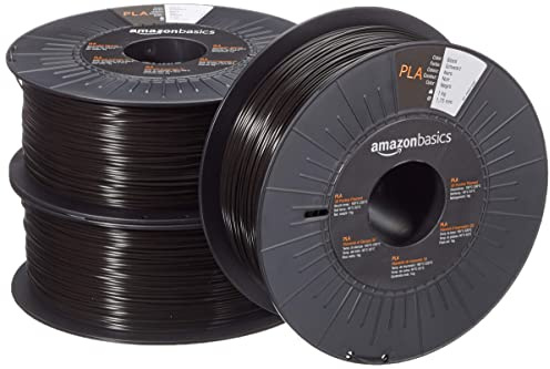 Amazon Basics 3D-Drucker-Filament aus PLA-Kunststoff, 1.75 mm, Schwarz, 1 kg pro Spule, 3 Stück