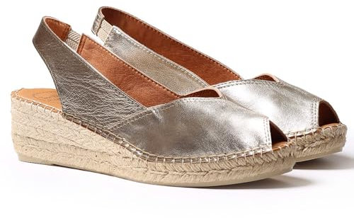 Espadrille compensée en Cuir pour Femme - BERNIA-P - Platine, 40 EU