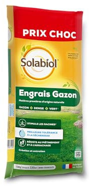SOLABIOL Engrais Gazon Longue Durée - Jusqu'à 330m² - Sac 10Kg | Pour Création & Entretien de Gazon - Résiste au Piétinement - Gazon Plus Dense & Plus Vert - SOGAZY10BP