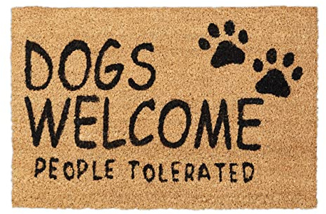 Relaxdays Felpudo Entrada Casa Perros, Alfombrilla Puerta, Coco y Goma, 60x40 cm, Tapete Welcome, Marrón Natural
