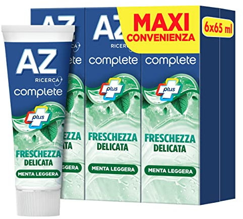 Dentifricio AZ Multi Protezione Complete, Freschezza Delicata, Pulizia Denti Profonda, Gusto Menta Leggera, Maxi Formato da 6 Confezioni X 65ml