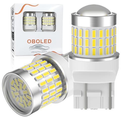 OBOLED T20 LED Bulbs W21W 7440 7443 992 78SMD Replacement Bulbs for Auto Backup Reverse Lights Tail Brake Parking Turn Signal Lights DRL Daytime Running Light 12V 24V 6500K White 2Pcs