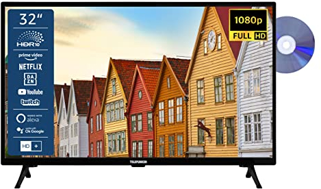 TELEFUNKEN XF32SN550SD 32 Zoll Fernseher/Smart TV (Full HD, HDR, Triple-Tuner, DVD-Player) - Inkl. 6 Monate HD+ [2023]