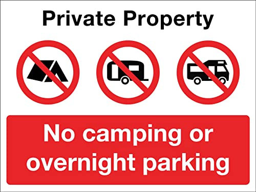 Señal De Advertencia, Propiedad Privada No Acampar O Estacionar Durante La Noche Señal Advertencia Resistente Placa Cartel Retro Carteles Metal Para Interiores Exteriores,20X30Cm