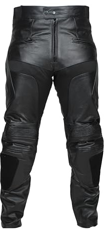 RKsports Mens Black 1265 Leather Cowhide Motorcycle Motorbike Jeans Trousers (as8, Numeric, Numeric_32, Regular, Regular)