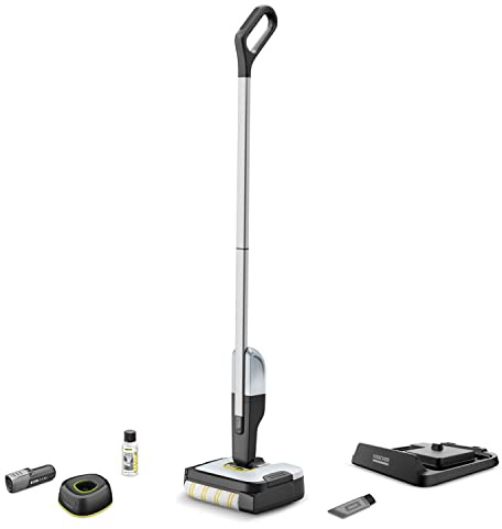Kärcher Hard Floor Cleaner FC 2-4 Battery Set, Cordless Floor Cleaner with Microfiber Roller, Battery Runtime: approx. 20 min, Performance per Battery Charge: approx. 70m², with Rechargeable Battery