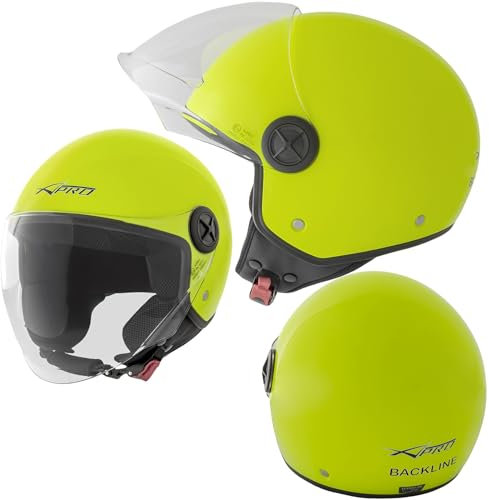 Motorradhelm Quad Roller Offenes JetHelm Viser ECE 22 06 Polierten Fluo Gelb XXL