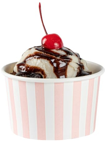 Coppetta 5-Ounce Dessert Cups, 50 Disposable Ice Cream Cups - Lids Sold Separately, Striped, Pink And White Paper FroYo Bowls, For Hot And Cold Foods, Perfect For Gelato Or Mousse - Restaurantware