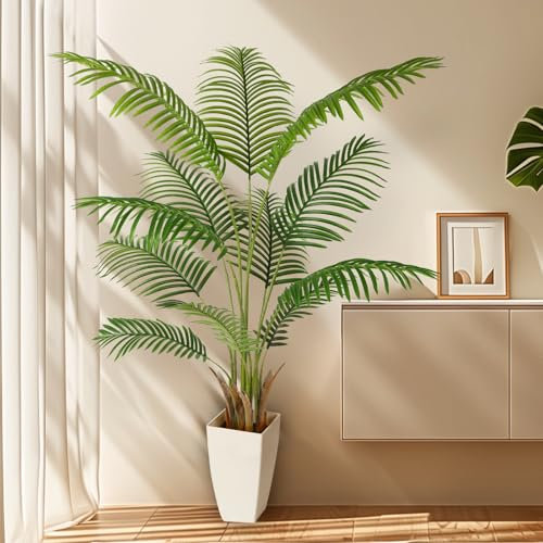 Alupssuc Künstliche Pflanzen groß 150cm mit 12 abnehmbaren Stämmen, Kunstpflanze große Indoor Tropical künstliche Dypsis Lutescens Baum, Real Touch Silk Areca Palm Tree im Topf