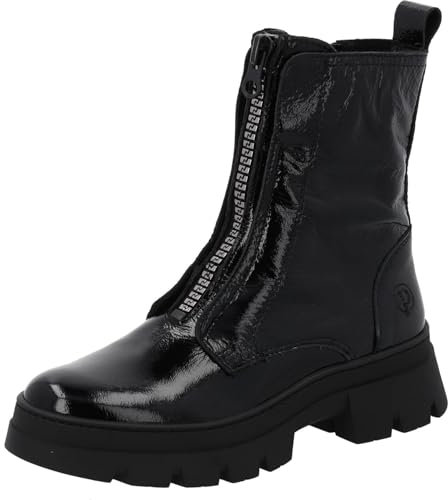 Palado Stiefeletten Damen Lazgar by Sila Sahin – bequeme Boots Made in Portugal - leicht gefütterte Stiefel - modische Winterschuhe Schwarz Lack UK6 - EU39