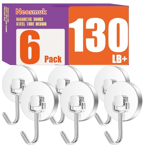 Neosmuk Magnetic Hooks, Cruise Ship Essentials, 120lb+ Swing Swivel Heavy Duty Magnetic Hooks for Cruise Cabins, Refrigerator, Grill, Hanging, and Travel,Extra Strong Must-Haves, Silver.