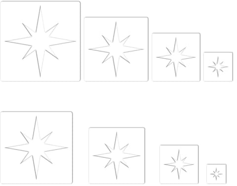LBJFYHJN Lot de 8 pochoirs de peinture, motif d'étoiles creuses pour peinture, pochoirs de peinture, peuvent être utilisés pour le bricolage, le mur, la toile, etc