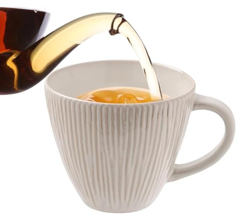 Tasse à thé en céramique avec grande anse - 340 ml pour cappuccino, latte, soupe | Passe au lave-vaisselle, élégante et robuste, idéale pour la maison ou le bureau