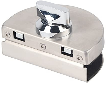 Dioche Blocco della Porta a Vetro Scorrevole Senza Cornice 10x12 Mm in Acciaio Inossidabile | Nessun Blocco Antitheft per Trapano per Porte a Vetro Singolo | Bagno a Fuoco Bagno e Ufficio