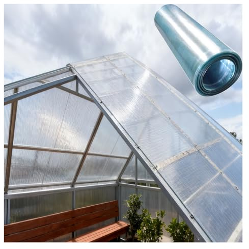 Feuilles Isolation Transparentes Imperméables, Plaques en Fibre Verre Anti UV Protection Contre la Pluie Tôles Ondulées Trapézoïdales pour Serres, Jardins(1.2x20m/3.94x65.6ft)