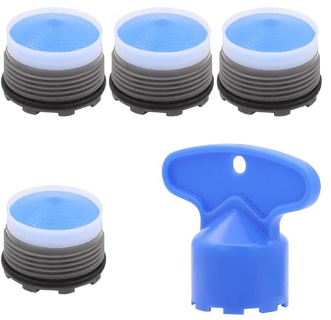 4 x Aireadores 8L para grifos, filtro de grifo y llave de aireador, boquilla mezcladora M18.5, regulador de flujo para IKEA YTTRAN, ÄLMAREN, GLYPEN (juego de 5 piezas)