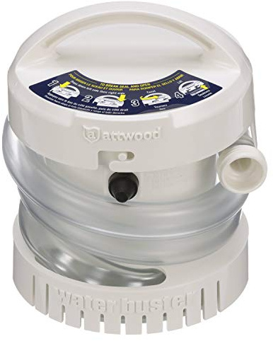 Attwood 4140-4 Bomba de achique portátil WaterBuster®, sumergible, alimentada por batería, 200 GPH, manguera de 1m