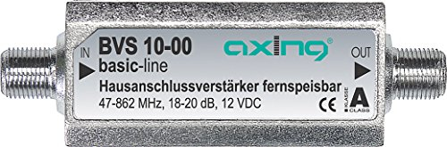 Axing BVS 10-00 Miniatur-Inline-Verstärker 12 V für Kabelfernsehen oder Antene (20 dB, 47-862 MHz)