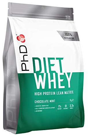 PhD Nutrition Diet Whey Protein Pulver 1kg Schokoladen-Minze, Kalorienarmes High Protein Eiweißpulver zur Diät Unterstützung mit 16g Eiweiß pro Portion