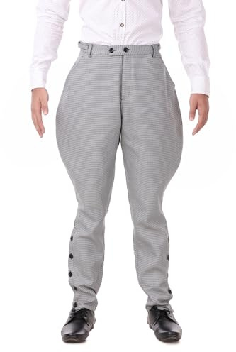 ThePirateDressing Steampunk Gothic Victorian Cosplay Costume Men's Jodhpur Pants Trousers – Renaissance Pirate Outfit C1326 (Black+White Check) (Small)