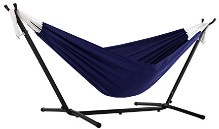 Vivere Doppel Polyester Hängematte mit Hängemattengestell 250 cm, Blue