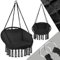 tectake® Indoor und Outdoor Hängesessel, Terrassen und Balkonmöbel, Hängesessel mit Gestell, robuste Konstruktion mit großem weichem Kissen, Hängesessel bis 150 kg - schwarz
