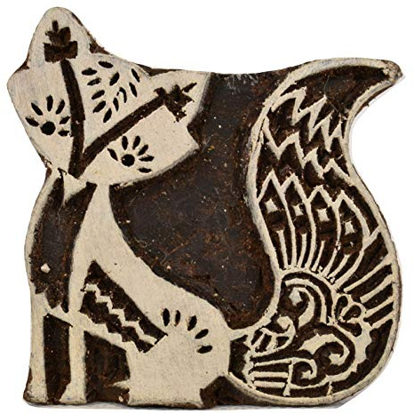 Fancy Fox Shaped Indian Hand Carved Wooden Printing Block Stamp