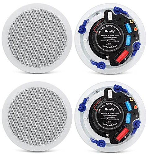 Herdio 5,25 Pouces 600 Watts Bluetooth Enceinte encastrable Plafond, pour Cuisine, Chambre, Salle de Bain, cinéma Maison Compatible avec Bluetooth(4 Haut-parleurs)
