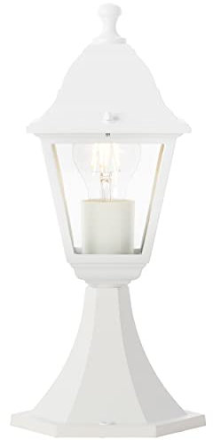 Brilliant spritzwassergeschützte Pollerleuchte - Sockelleuchte für den Außenbereich - Wegelampe mit 1x E27-Fassung für max. 40W und IP44 - für den Garten aus Metall & Glas, in weiß - 37 cm Höhe