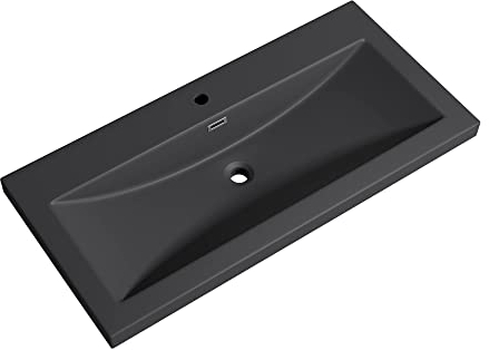 doporro Design Waschbecken, Matt Anthrazit aus Mineralguss, Waschtisch, Waschplatz, Einbauwaschbecken, BTH: 100x48x13 cm Colossum01