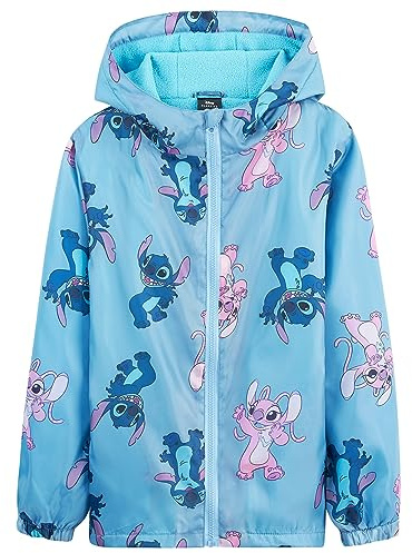 Disney años Chaqueta Impermeable Niña Chubasquero Niña Abrigo Rainwear Ropa Niña Lluvia Lilo y Stitch Regalos Niña 4-14 Años (Azul, 9-10 años)
