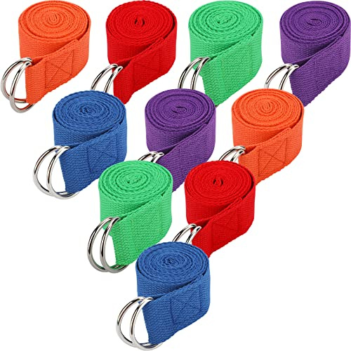 10 st yogabälte 15 cm träning stretchband för flexibilitet med justerbar metall D-ring spänne ögla stretchrem icke-elastiskt yogabälte yoga träning justerbara remmar för pilates fitness träning
