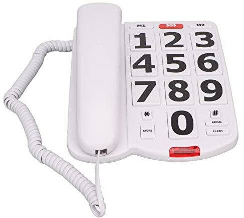 Großes Tastentelefon für Senioren, Festnetztelefon mit Rufnummernspeicher, Kurzwahl, Lautstärkeregelung, Seniorentelefon für Hör- und Sehbehinderte