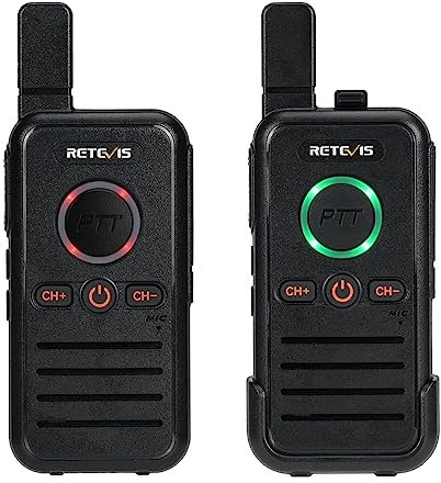 Retevis RB645 Walkie Talkie Uppladdningsbar, PMR446 Handhållen 2-vägsradio Kompakt, Dual PTT-radio, USB C VOX handsfree, Professionell familjeresor Walkie Talkie Camping (2 st, svart)