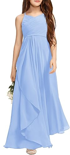 Imily Bela Girls A-Line Halter Dress Junior Bridesmaid Flower Girl Flowy Chiffon Maxi Dresses Wedding Party Pageant Gown