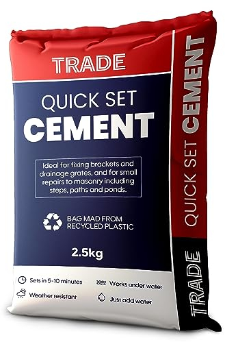 Trade Quick Set Cement-Ready Mixed Cement For Small Masonry Repairs-Ideal For Repairing Steps, Paths, & Fixing Brackets & Drainage Grates-Waterproof-2.5 Kg