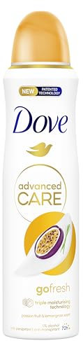 Dove Deodorante Spray Advanced Care Go Fresh Passion Fruit, con Formula Idratante e Delicata sulla Pelle, Senza Alcol, Pelle Asciutta Fino a 72 Ore, Deodorante Uomo e Donna, 150ml