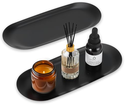 Dekoratives Tablett, Edelstahl, schwarz, Schmucktablett, oval, elegant, kleines Tablett, polierte Oberfläche, Schmucktablett, Schlüsselablage, Mini-Tablett, dekorativ für Schmuck, Desserts, Snacks