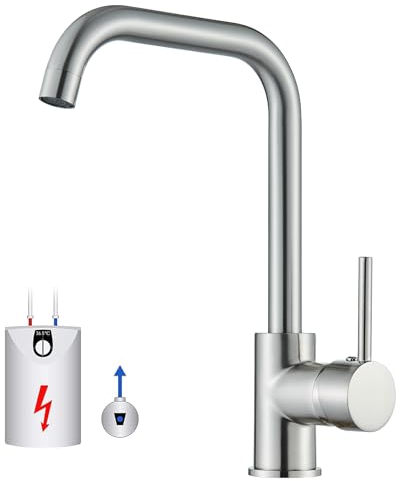 Robinet de cuisine basse pression hevenaov basse pression Robinet de cuisine en acier inoxydable Mitigeur rotatif à 360° Robinet d'évier de cuisine 3 ports pour chaudière Robinet de cuisine en nickel