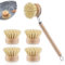 5 Stück Spülbürste Holzspülbürste: Borsten aus Naturborsten, Holz Spülbürsten incl.4 Ersatzköpf+Brush Handle, Abwaschbürste Topfbürste Küchenbürste mit Wechselköpfen Geschirrbürste Bürste Küche
