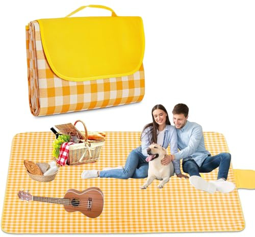 ZKGYUS Coperta picnic impermeabile 200 * 200cm,Telo picnic,Coperta picnic Portatile con Maniglia,Telo picnic impermeabile è adatta per campeggio,Picnic,Spiaggia, Prato